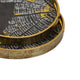 Archy Round Tray | Set of 2 | Abstract Patterns | Black-Gold Polyurethane