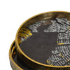 Archy Round Tray | Set of 2 | Abstract Patterns | Black-Gold Polyurethane