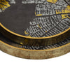 Archy Round Tray | Set of 2 | Abstract Patterns | Black-Gold Polyurethane
