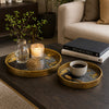 Archy Round Tray | Set of 2 | Abstract Patterns | Black-Gold Polyurethane