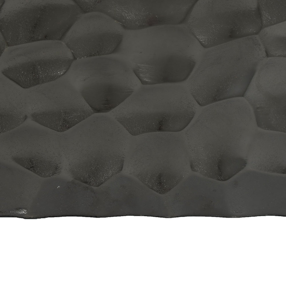 Posy Decorative Block Vase with Hammered Texture | Black Aluminum 12"
