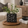 Posy Decorative Block Vase with Hammered Texture | Black Aluminum 12"