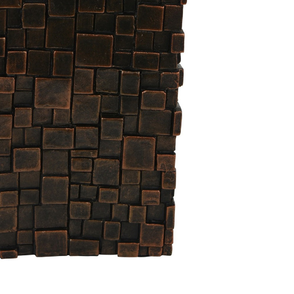 Dylan Tall Decorative Vase | Raise Square Pattern | Bronze Resin 14"