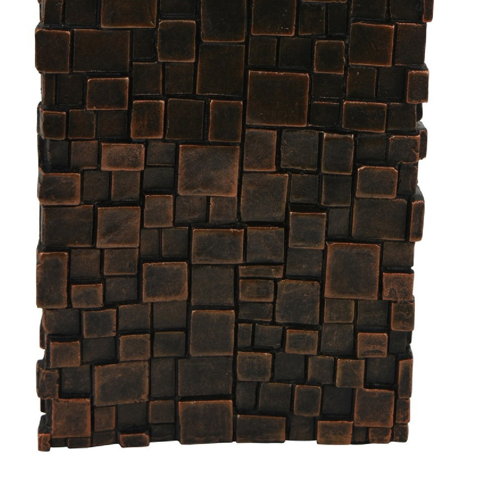 Dylan Tall Decorative Vase | Raise Square Pattern | Bronze Resin 14"