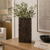 Dylan Tall Decorative Vase | Raise Square Pattern | Bronze Resin 14"