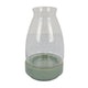 Ahna Modern Vase with Green Ribbed Ceramic Base | Clear Glass 16"
