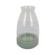 Ahna Modern Vase with Green Ribbed Ceramic Base | Clear Glass 16"