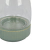 Ahna Modern Vase with Green Ribbed Ceramic Base | Clear Glass 16"
