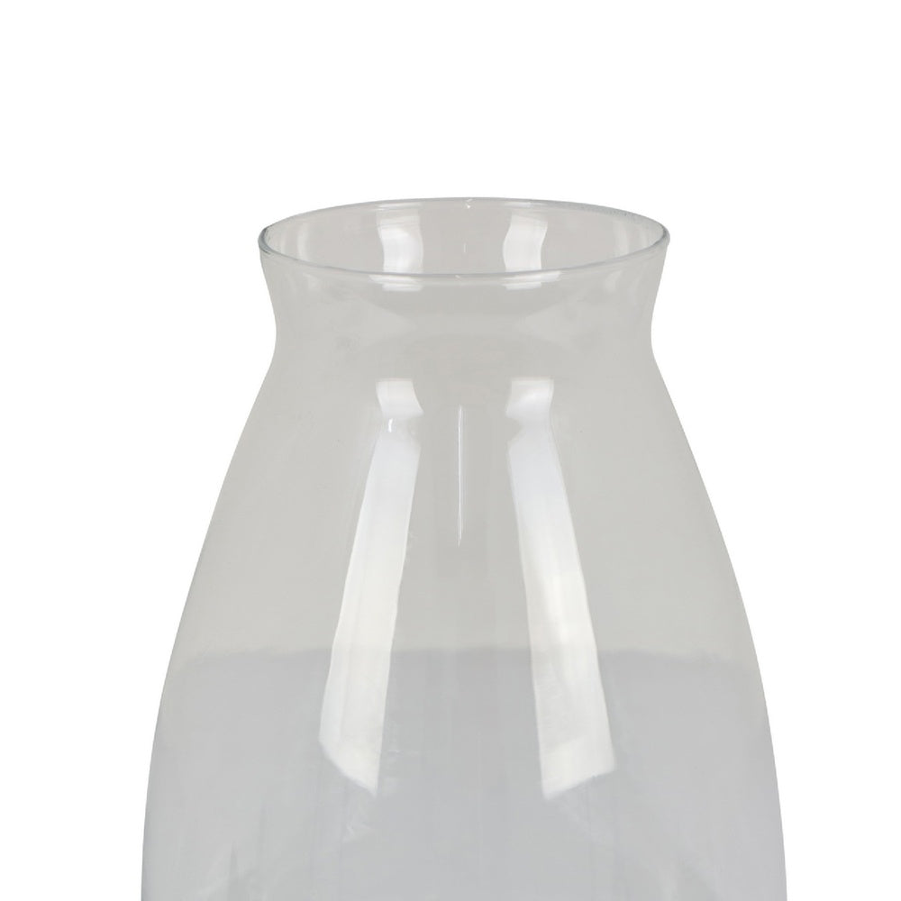 Ahna Modern Vase with Green Ribbed Ceramic Base | Clear Glass 16"