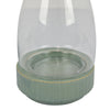 Ahna Modern Vase with Green Ribbed Ceramic Base | Clear Glass 16"