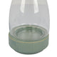 Ahna Modern Vase with Green Ribbed Ceramic Base | Clear Glass 16"