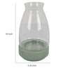 Ahna Modern Vase with Green Ribbed Ceramic Base | Clear Glass 16"