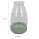 Ahna Modern Vase with Green Ribbed Ceramic Base | Clear Glass 16"