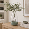 Ahna Modern Vase with Green Ribbed Ceramic Base | Clear Glass 16"