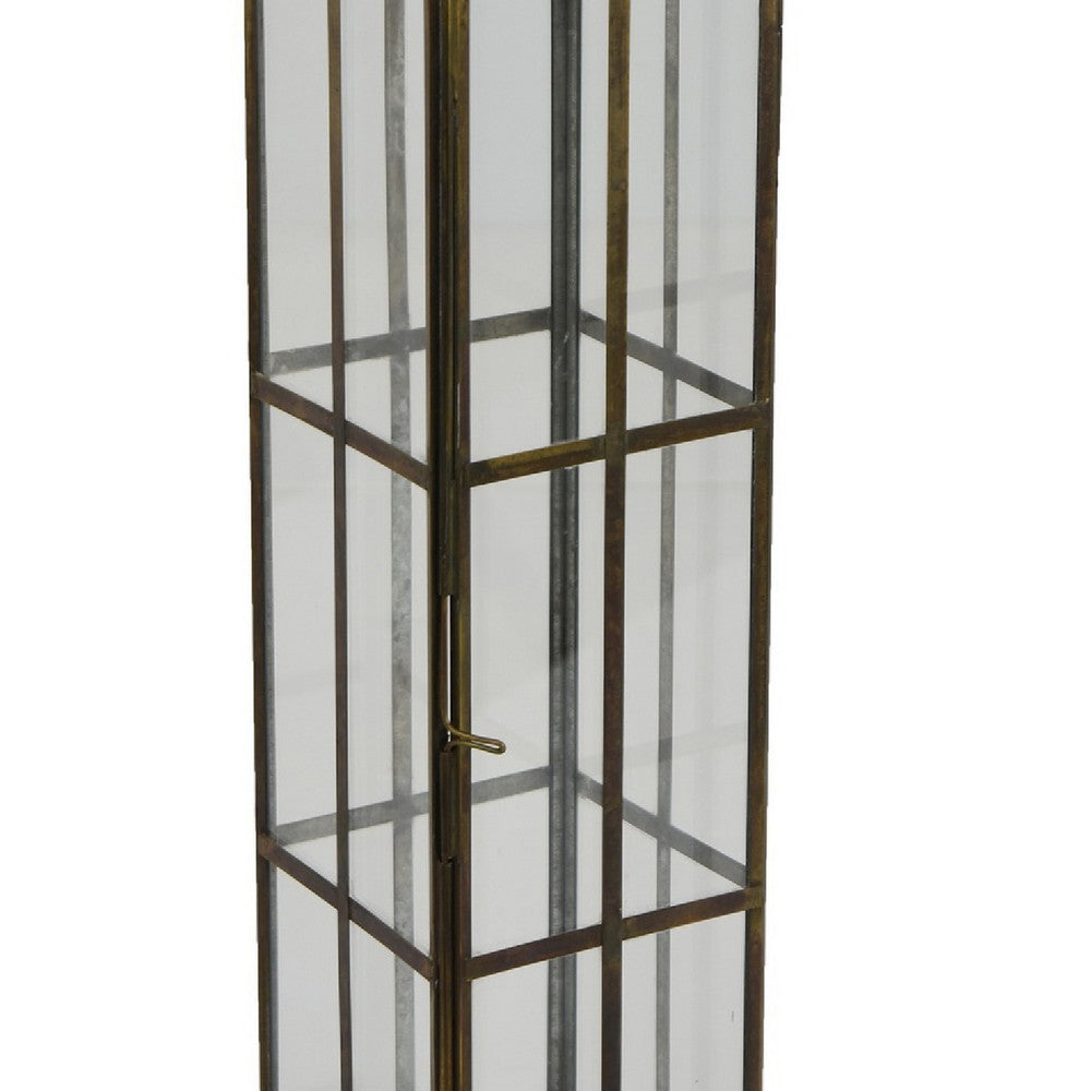 Esha 20" Tall Lantern with H&le | Clear Glass Panels | Bronze Metal