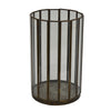 Bonie 10" Glass Hurricane C&le Holder with Paneled Frame | Bronze Metal