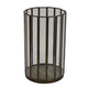 Bonie 10" Glass Hurricane C&le Holder with Paneled Frame | Bronze Metal