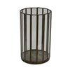 Bonie 10" Glass Hurricane C&le Holder with Paneled Frame | Bronze Metal