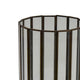 Bonie 10" Glass Hurricane C&le Holder with Paneled Frame | Bronze Metal