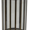 Bonie 10" Glass Hurricane C&le Holder with Paneled Frame | Bronze Metal