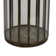 Bonie 10" Glass Hurricane C&le Holder with Paneled Frame | Bronze Metal