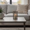 Bonie 10" Glass Hurricane C&le Holder with Paneled Frame | Bronze Metal