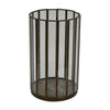 Bonie 7" Glass Hurricane C&le Holder with Paneled Frame | Bronze Metal