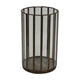 Bonie 7" Glass Hurricane C&le Holder with Paneled Frame | Bronze Metal
