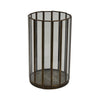 Bonie 7" Glass Hurricane C&le Holder with Paneled Frame | Bronze Metal
