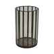Bonie 7" Glass Hurricane C&le Holder with Paneled Frame | Bronze Metal
