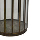 Bonie 7" Glass Hurricane C&le Holder with Paneled Frame | Bronze Metal