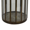 Bonie 7" Glass Hurricane C&le Holder with Paneled Frame | Bronze Metal