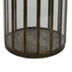 Bonie 7" Glass Hurricane C&le Holder with Paneled Frame | Bronze Metal
