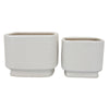 Jerry Planter with Ribbed Texture | Set of 2 | White Speckled Ceramic