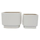 Jerry Planter with Ribbed Texture | Set of 2 | White Speckled Ceramic
