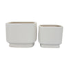 Jerry Planter with Ribbed Texture | Set of 2 | White Speckled Ceramic