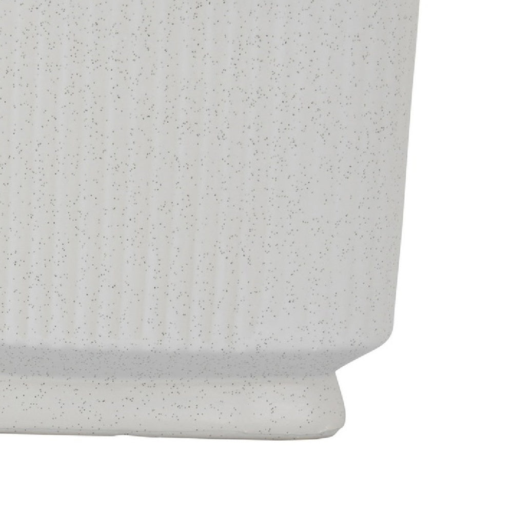 Jerry Planter with Ribbed Texture | Set of 2 | White Speckled Ceramic