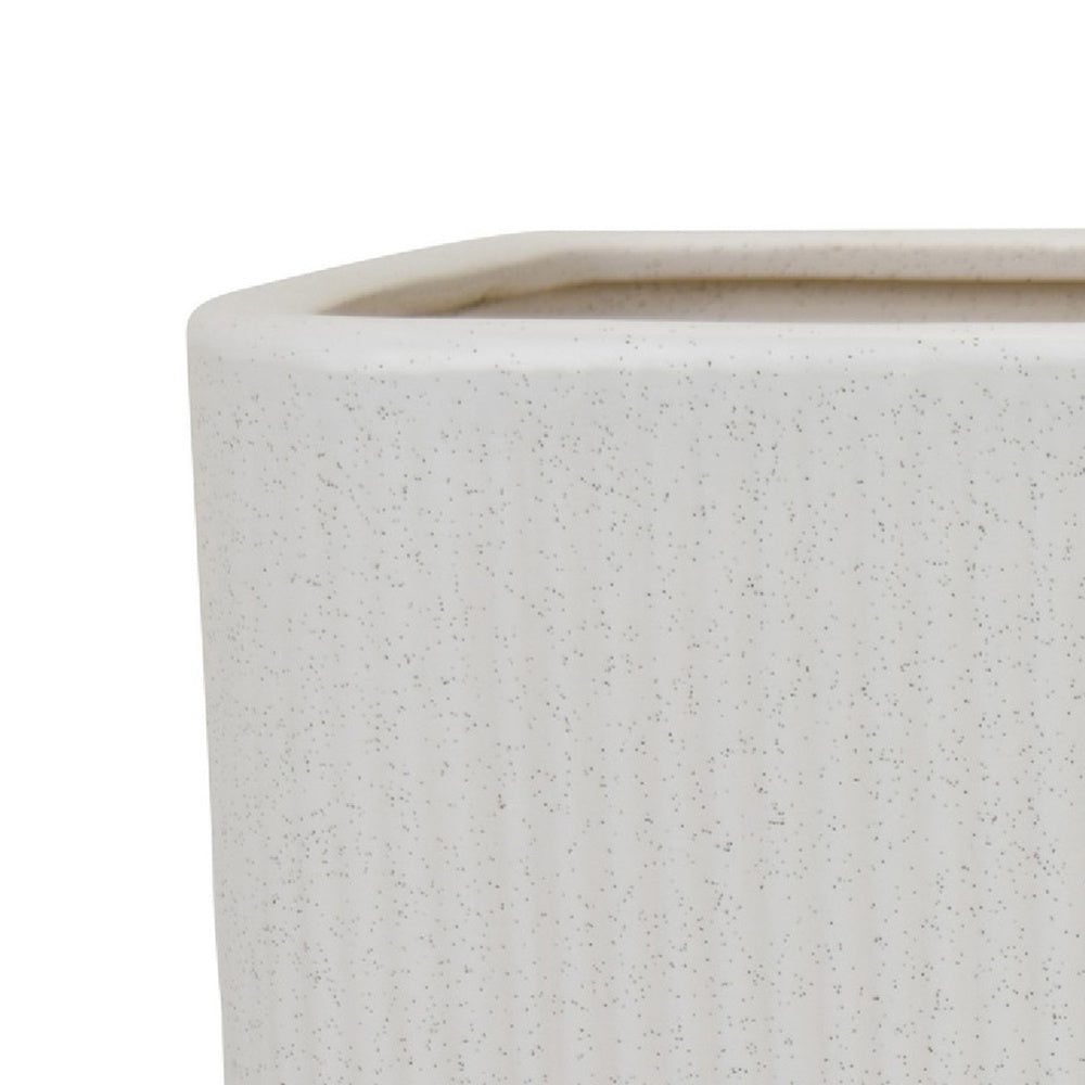 Jerry Planter with Ribbed Texture | Set of 2 | White Speckled Ceramic