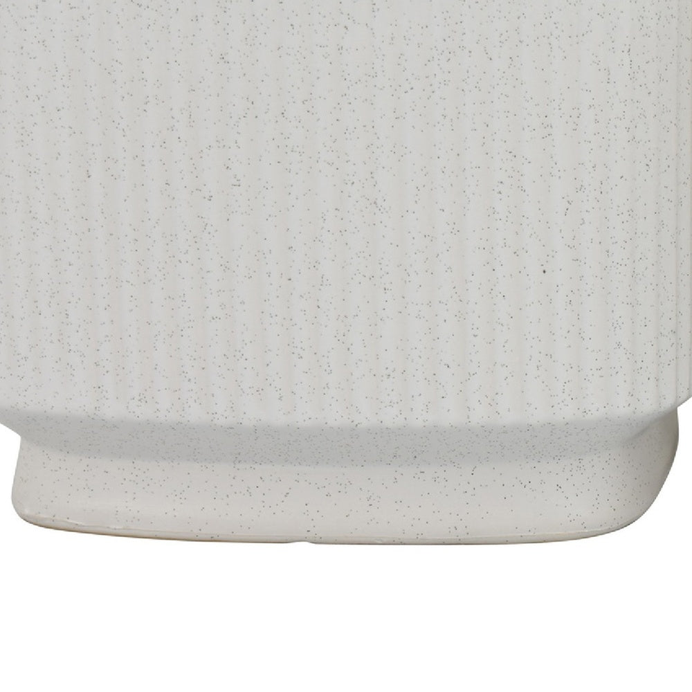 Jerry Planter with Ribbed Texture | Set of 2 | White Speckled Ceramic