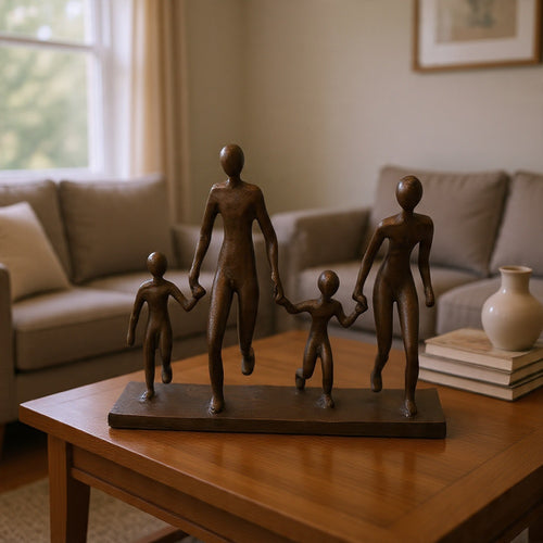 Draco Decorative Family Figurine Sculpture on Base | Bronze Metal