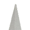 Fuji Decorative Pyramid Sculpture with Layered Ridges | White Resin