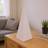 Fuji Decorative Pyramid Sculpture with Layered Ridges | White Resin