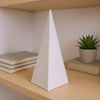 Fuji Decorative Pyramid Sculpture with Layered Ridges | White Resin