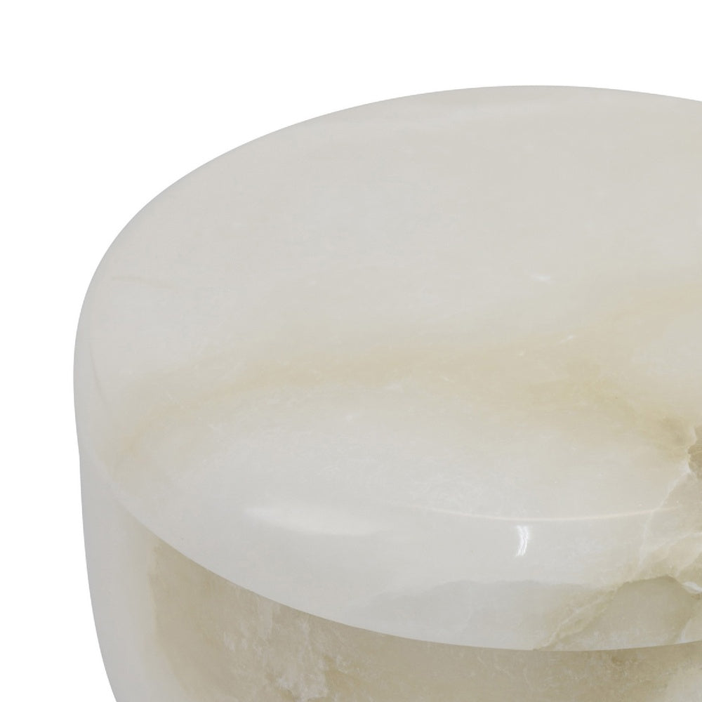 Fiona Decorative Round Storage Box with Lid | White-Brown Marble 6"