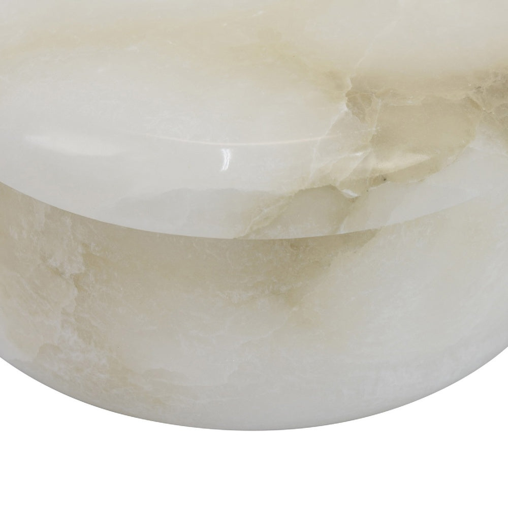 Fiona Decorative Round Storage Box with Lid | White-Brown Marble 6"