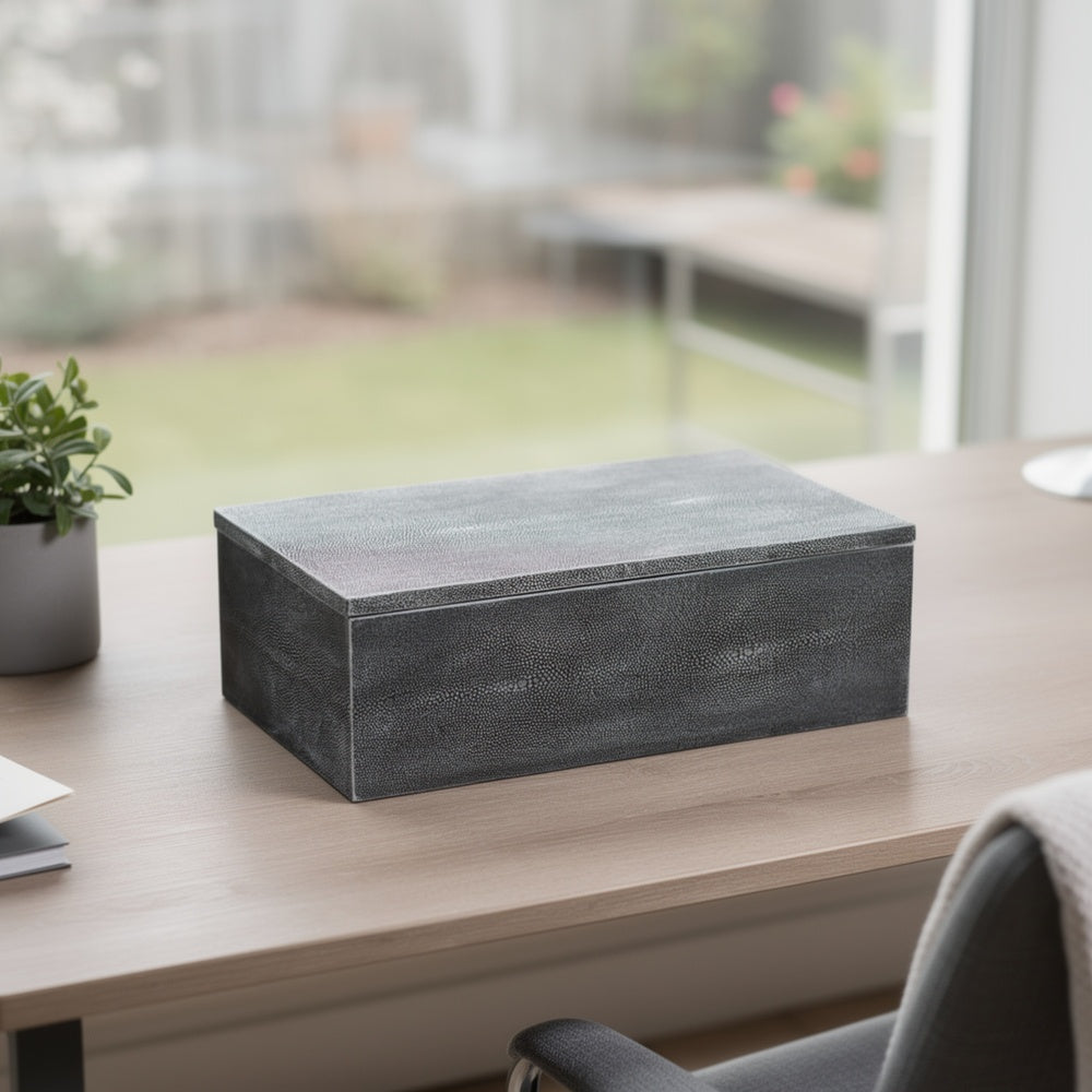 Suzie Decorative Box with Storage & Lid | Silver Textured Resin