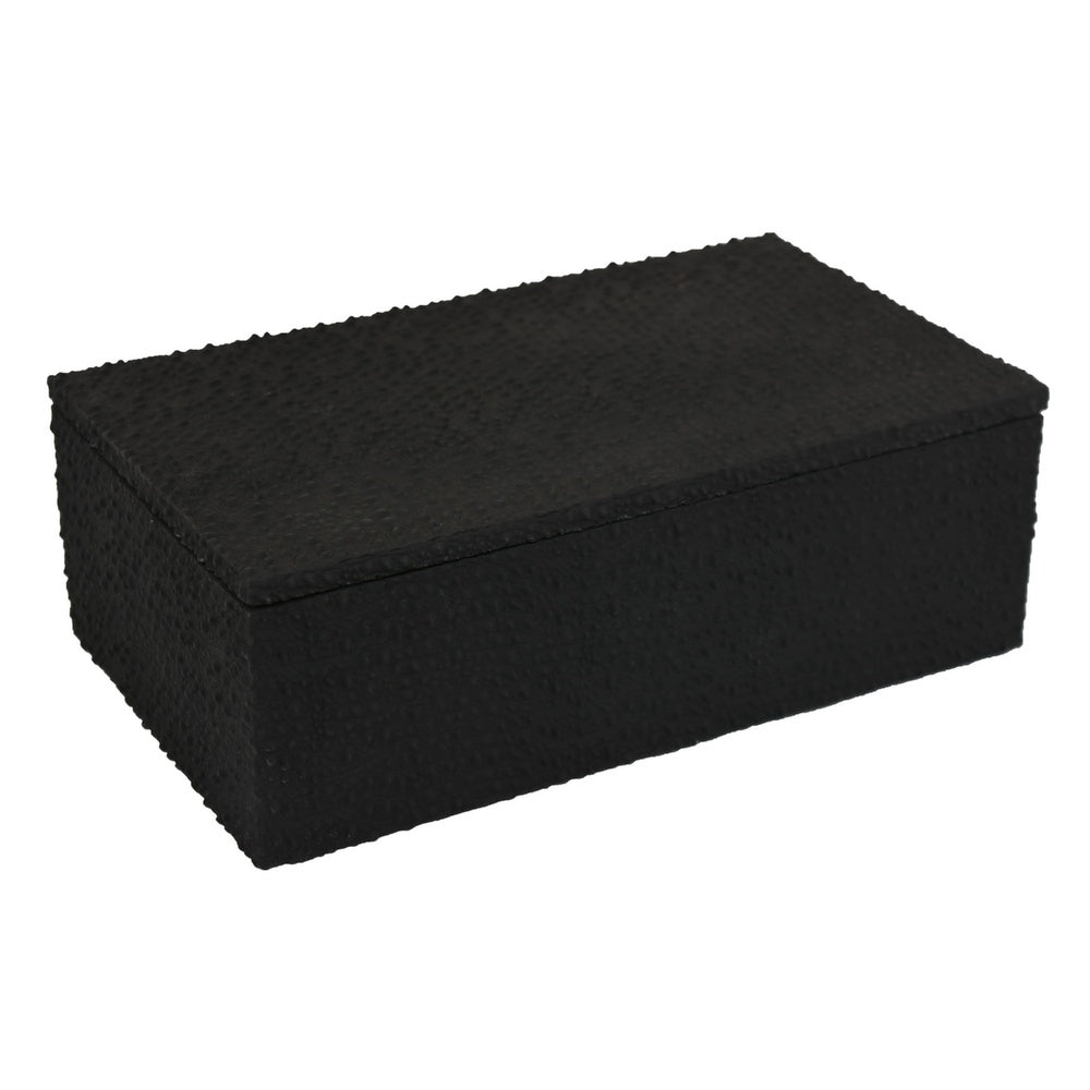 Suzie Decorative Box | Lid & Storage | Textured Black Resin 12"