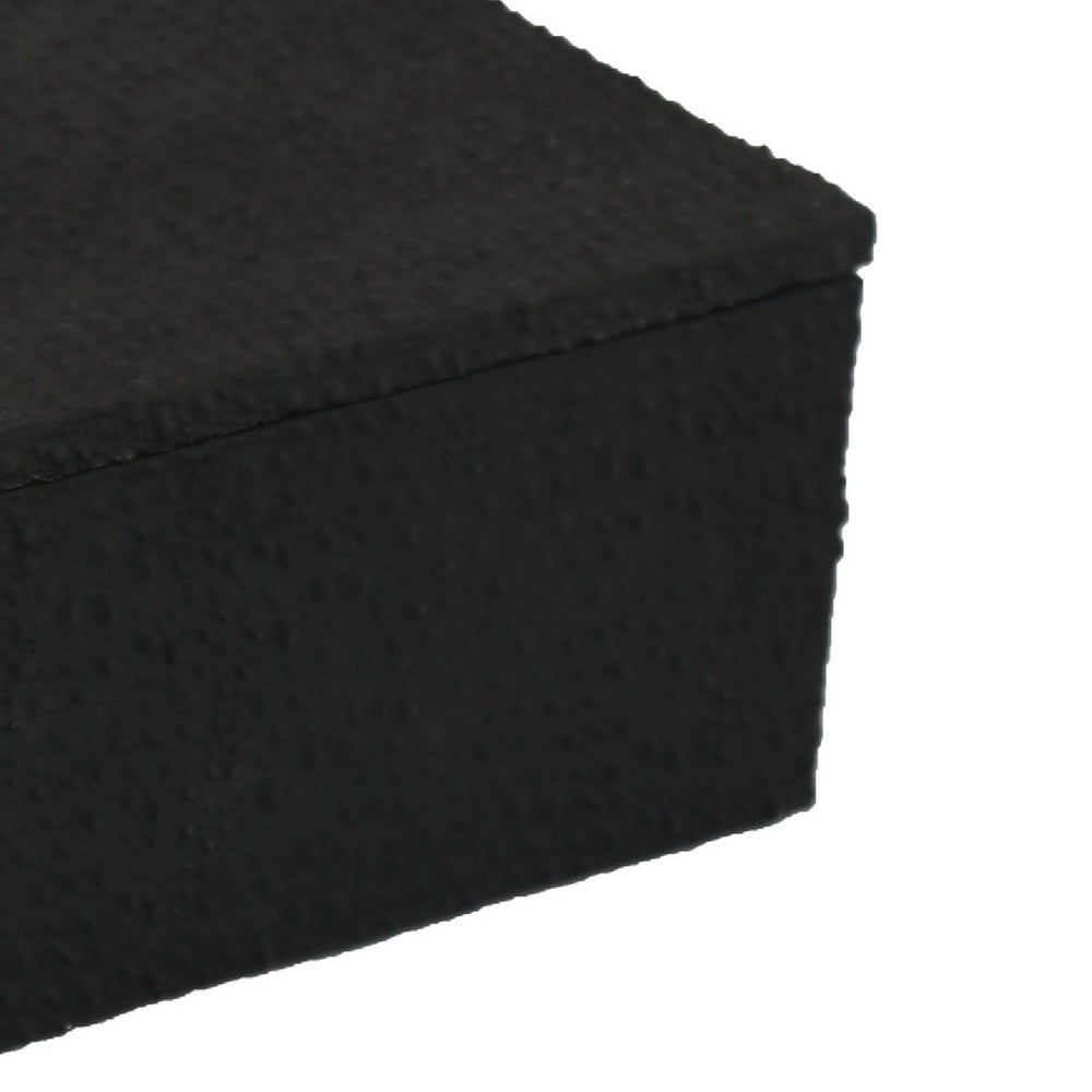 Suzie Decorative Box | Lid & Storage | Textured Black Resin 12"