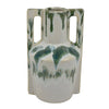 Zyma Modern Vase with Dual H&le | Green Drip Glaze | White Ceramic
