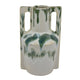 Zyma Modern Vase with Dual H&le | Green Drip Glaze | White Ceramic